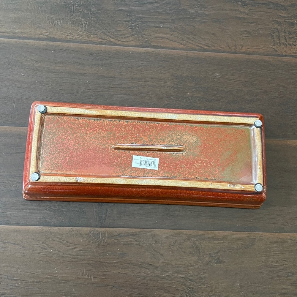 Large Burnt Orange Glazed Rectangle Bonsai Succulent Pot 15"L x 6"W x 2.75"H New - Picture 4 of 11